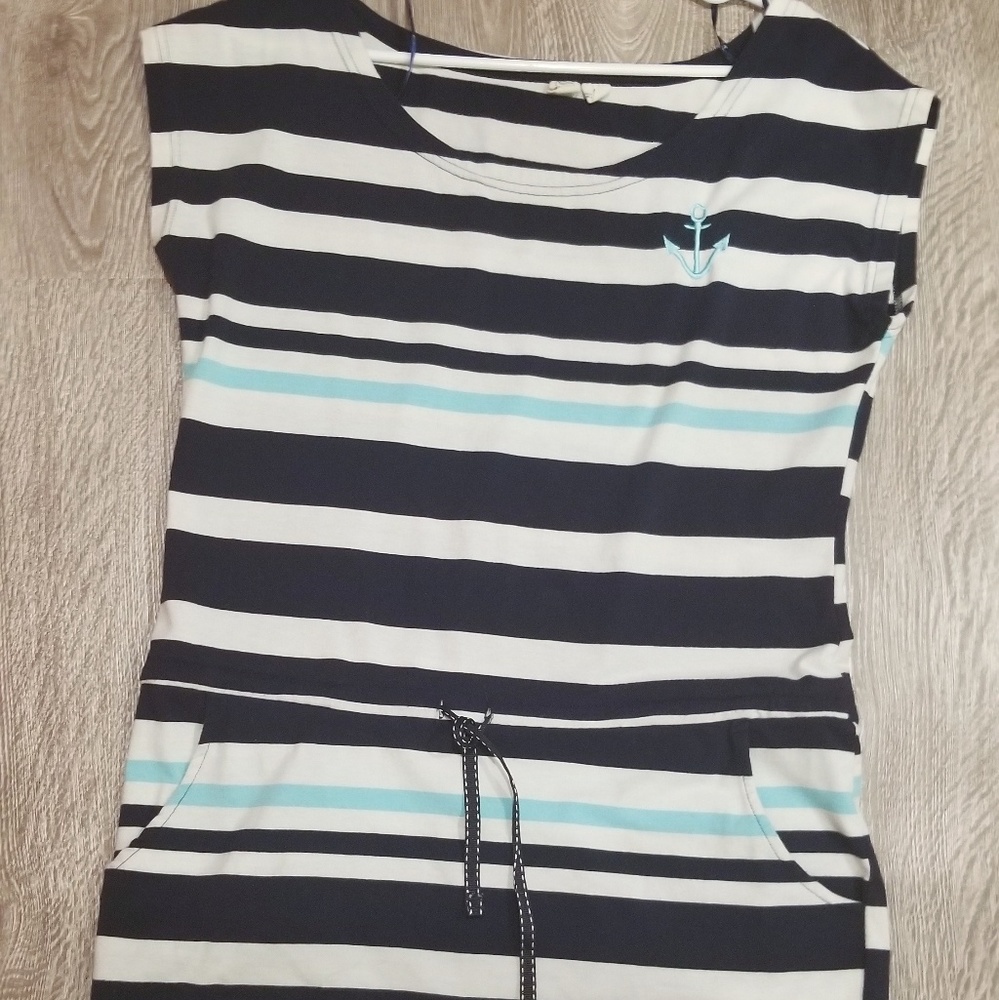Nautical stripe tie dress